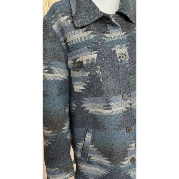 Coldwater Creek Womens Aztec Print Sierra Madras Jacket Size XL Blue Wool Blend - Picture 11 of 16